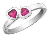 3/5 Carat (ctw) Lab-Created Red Ruby Double Heart Ring in Sterling Silver